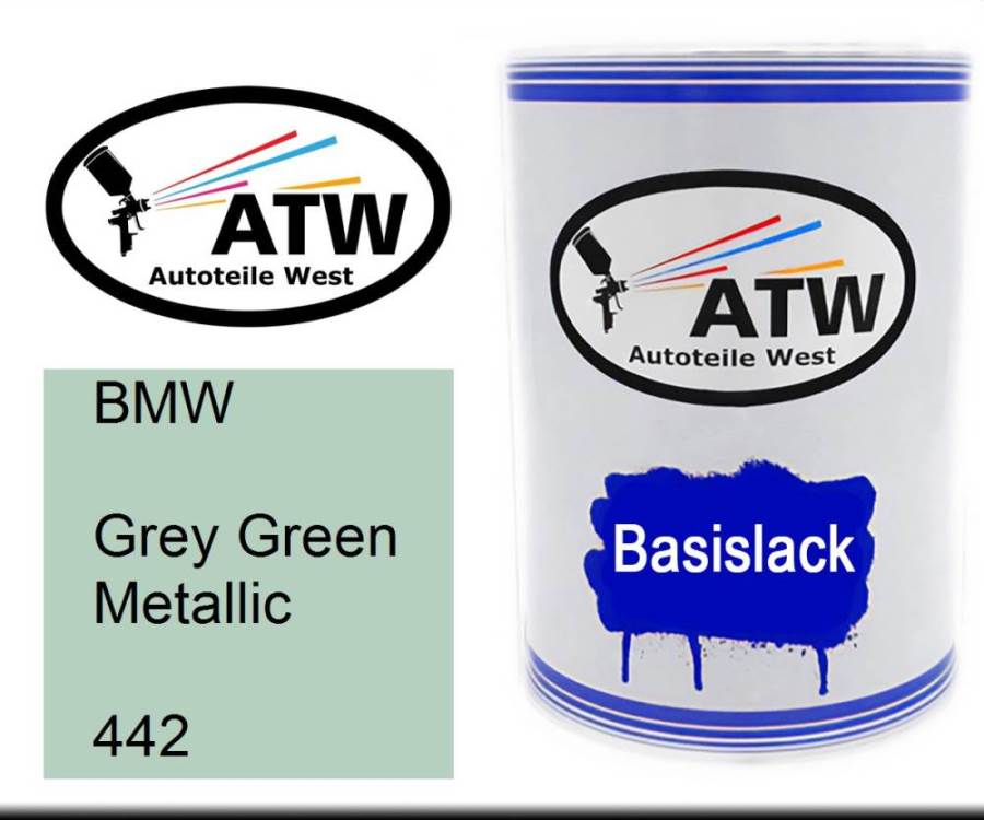 BMW, Grey Green Metallic, 442: 500ml Lackdose, von ATW Autoteile West.